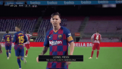 A Soccer Player Named Lionel Messi Is Standing On A Field . GIF