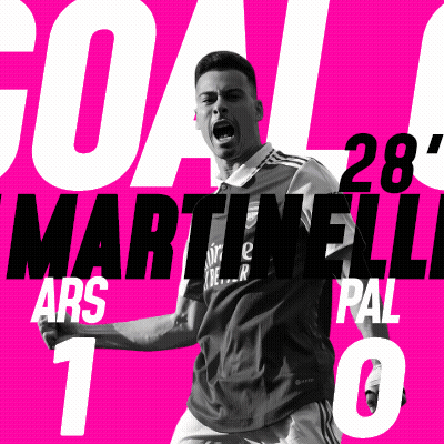 A Soccer Player Named Martinelli Has Scored A Goal For Arsenal GIF