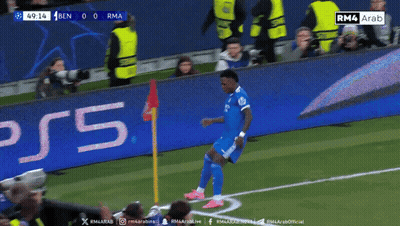 A Soccer Player On A Field With A Ps5 Sign Behind Him GIF