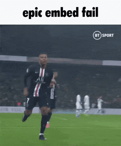 A Soccer Player Running On A Field With The Words Epic Embed Fail Above Him GIF