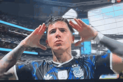 A Soccer Player Wearing A Black And Blue Adidas Jersey GIF