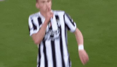 A Soccer Player Wearing A Black And White Striped Shirt With The Word Jeep On It GIF