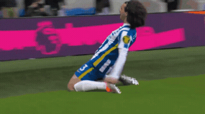 A Soccer Player Wearing A Blue And White Jersey With The Number 3 GIF