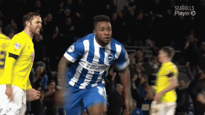 A Soccer Player Wearing A Blue And White Striped American Express Jersey GIF