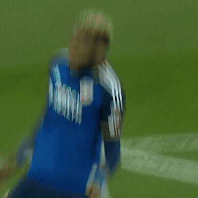A Soccer Player Wearing A Blue Jersey That Says Mersey GIF
