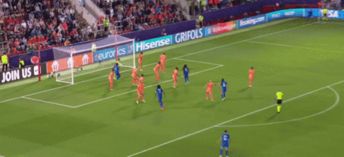A Soccer Player Wearing A Blue Jersey With A French Rooster On It GIF