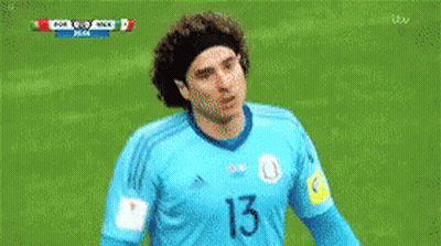 A Soccer Player Wearing A Blue Jersey With The Number 13 GIF