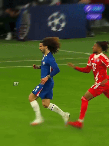 A Soccer Player Wearing A Blue Jersey With The Number 3 On It GIF