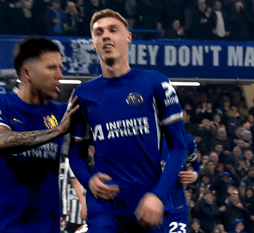 A Soccer Player Wearing A Blue Jersey With The Word Infinite Athlete On It GIF