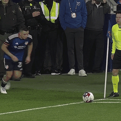 A Soccer Player Wearing A Blue Jersey With The Word United On It GIF