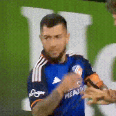 A Soccer Player Wearing A Blue Shirt That Says Health GIF