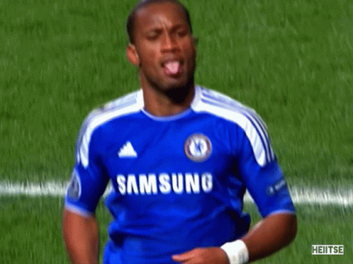 A Soccer Player Wearing A Blue Shirt That Says Samsung On It GIF