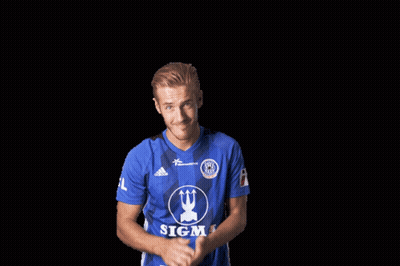 A Soccer Player Wearing A Blue Shirt That Says Sigma On It GIF