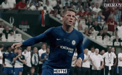 A Soccer Player Wearing A Blue Shirt With Heitse Written On It GIF