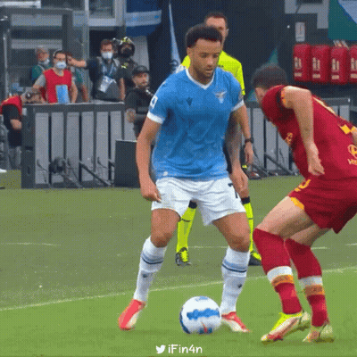 A Soccer Player Wearing A Blue Shirt With The Letter L On It GIF