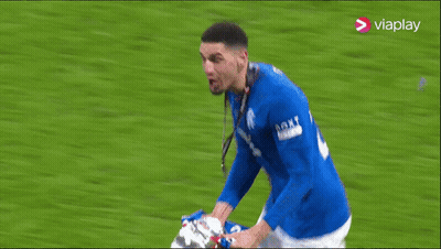 A Soccer Player Wearing A Blue Shirt With The Number 20 On It GIF