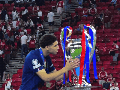 A Soccer Player Wearing A Blue Shirt With The Number 6 On It GIF