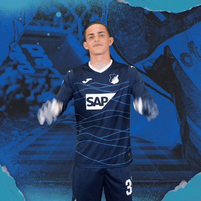 A Soccer Player Wearing A Blue Shirt With The Word Sap On It GIF
