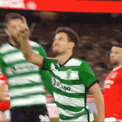 A Soccer Player Wearing A Green And White Jersey That Says Leano GIF