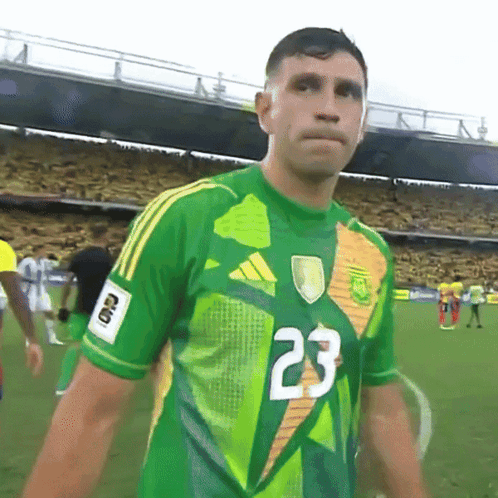 A Soccer Player Wearing A Green And Yellow Jersey With The Number 23 On It GIF