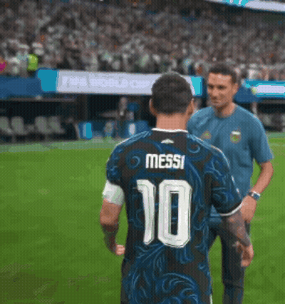 A Soccer Player Wearing A Jersey That Says Messi On It GIF
