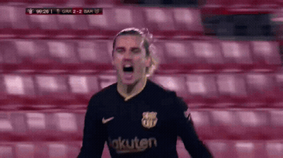 A Soccer Player Wearing A Rakuten Jersey Is Celebrating A Goal During A Game . GIF