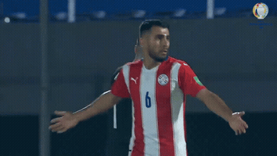 A Soccer Player Wearing A Red And White Jersey With The Number 6 GIF