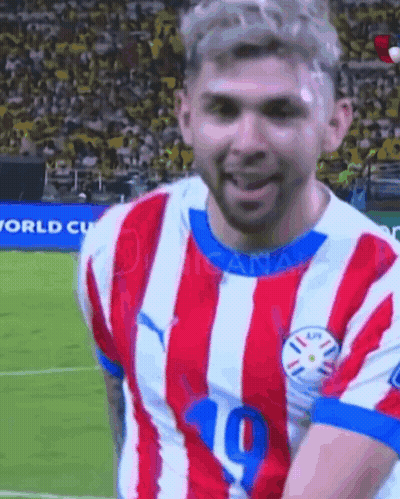 A Soccer Player Wearing A Red And White Striped Jersey With The Number 10 On It GIF