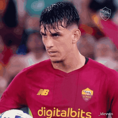 A Soccer Player Wearing A Red Jersey That Says Digitalbits On It GIF