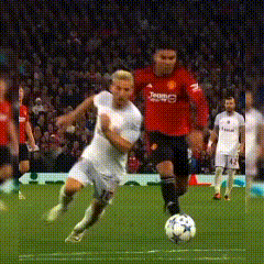 A Soccer Player Wearing A Red Jersey That Says Teame GIF