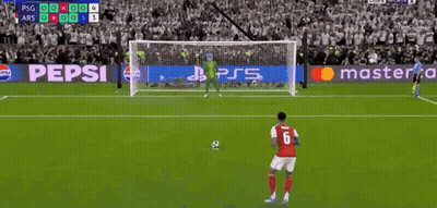 A Soccer Player Wearing A Red Jersey With The Number 6 On It Is About To Kick The Ball Into The Goal . GIF