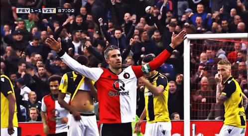 A Soccer Player Wearing A Red White And Black Jersey That Says Quarent GIF