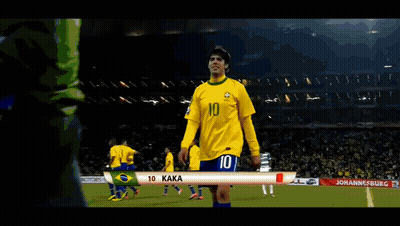 A Soccer Player Wearing A Yellow Jersey With The Number 10 On It GIF