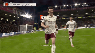 A Soccer Player Wearing An Emirates Fly Better Jersey Is Running On A Field GIF