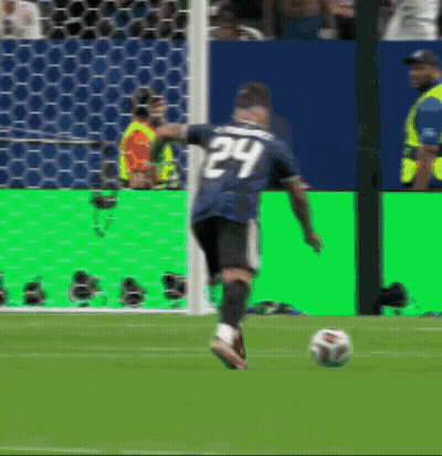 A Soccer Player Wearing Number 24 Kicks The Ball GIF