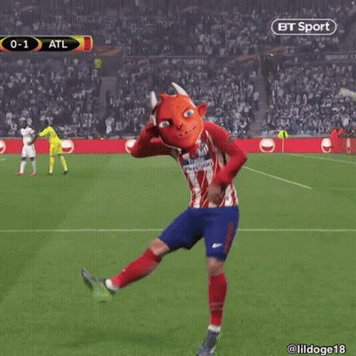 A Soccer Player With A Devil Mask On His Head Celebrates A Goal Against Atl GIF