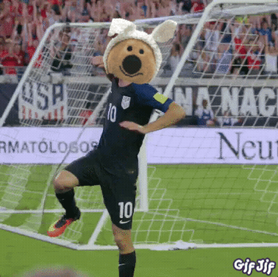A Soccer Player With A Teddy Bear Head And Number 10 On His Jersey GIF