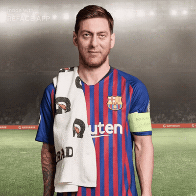 A Soccer Player With A Towel Wrapped Around His Neck That Says Rad GIF