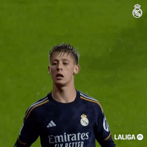 A Soccer Player With Emirates Fly Better Written On His Shirt GIF