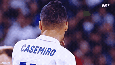A Soccer Player With The Name Casemiro On His Jersey GIF