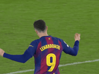 A Soccer Player With The Name Lewandowski And The Number 9 GIF