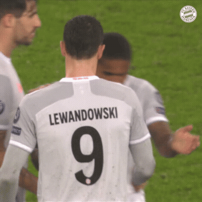 A Soccer Player With The Name Lewandowski On The Back Of His Shirt GIF