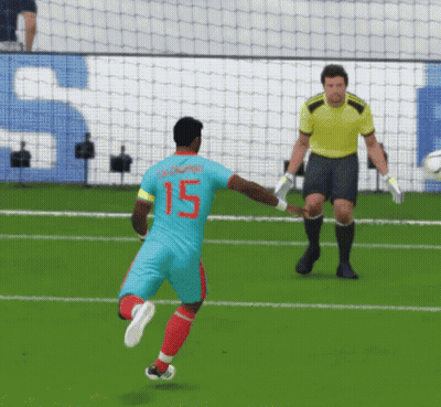 A Soccer Player With The Number 15 On His Jersey Is Kicking The Ball GIF