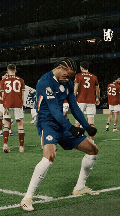 A Soccer Player With The Number 3 On His Back Is Dancing On The Field GIF