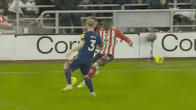 A Soccer Player With The Number 3 On His Jersey Is Kicking A Soccer Ball GIF