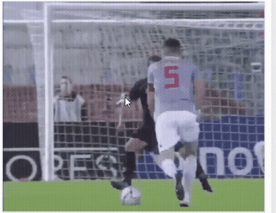 A Soccer Player With The Number 5 On His Jersey Is Kicking A Ball GIF