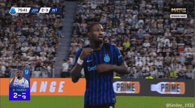 A Soccer Player With The Number 9 On His Jersey Is Celebrating A Goal GIF