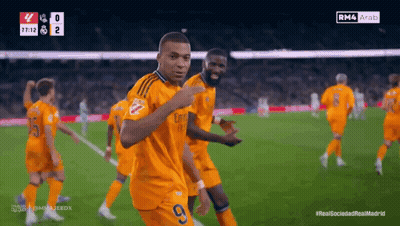 A Soccer Player With The Number 9 On His Jersey Is Celebrating GIF