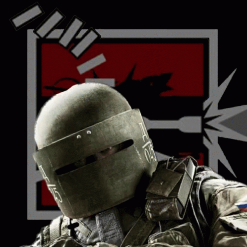 A Soldier Wearing A Helmet With A Russian Flag On His Chest GIF