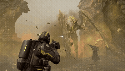 A Soldier With A Backpack Is Holding A Gun GIF